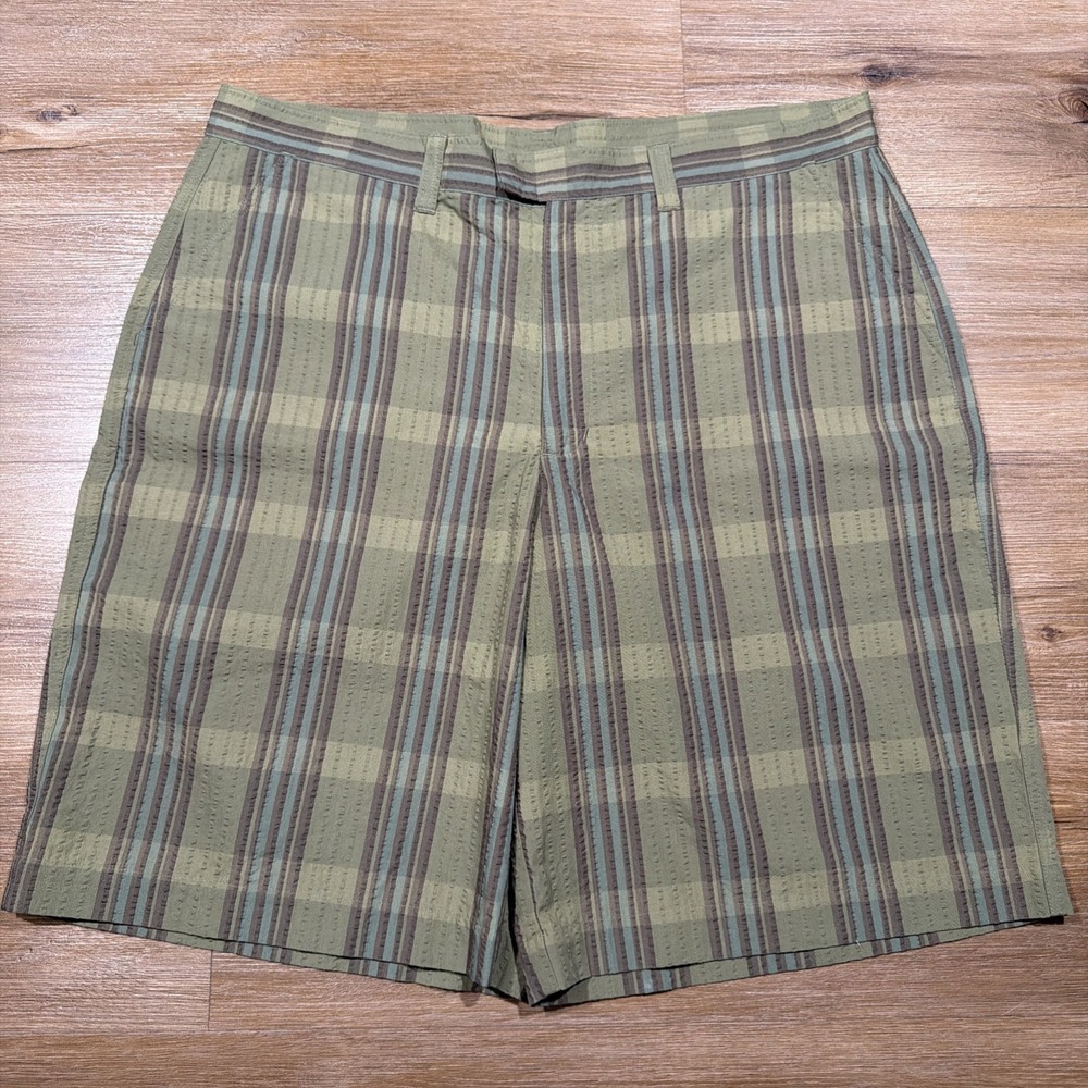 Patagonia Thrift Shorts Men's Size 36 Organic Cotton Seersucker Olive Outdoor